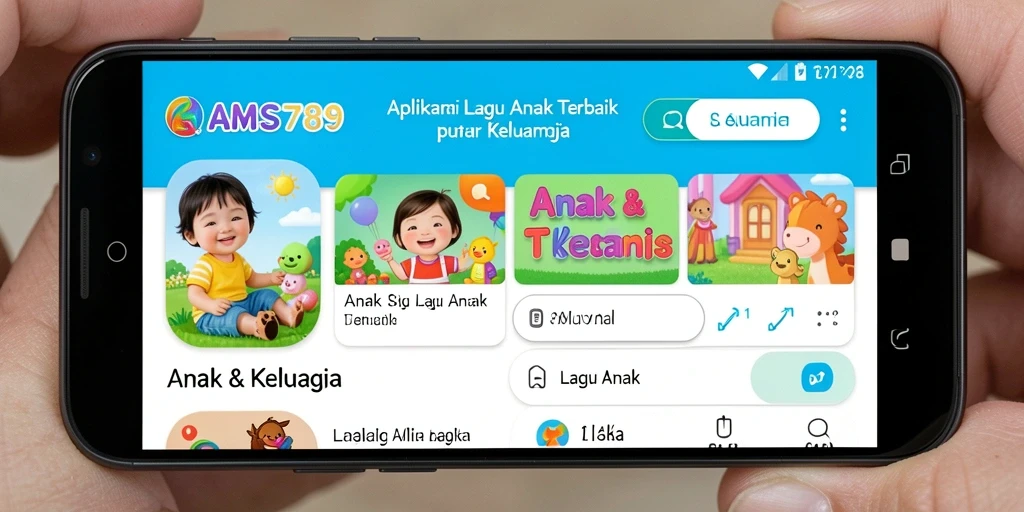 Tampilan antarmuka AMS789 yang ramah anak untuk lagu-lagu.