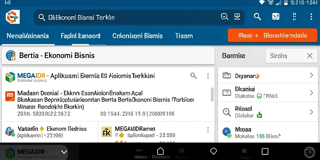 Antarmuka MEGAIDR yang menarik dengan berita ekonomi terkini.