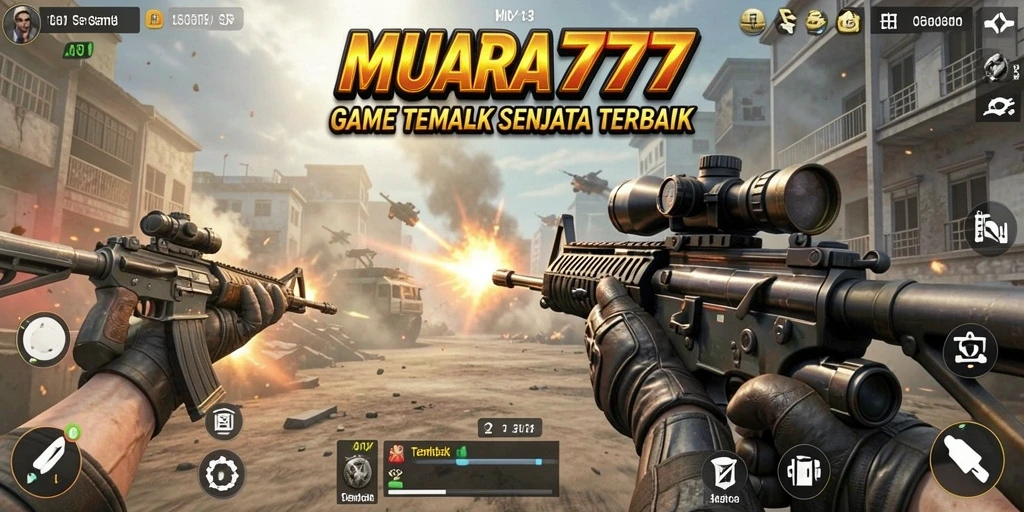 Tampilan antarmuka permainan Tembak Senjata yang menarik dan interaktif.
