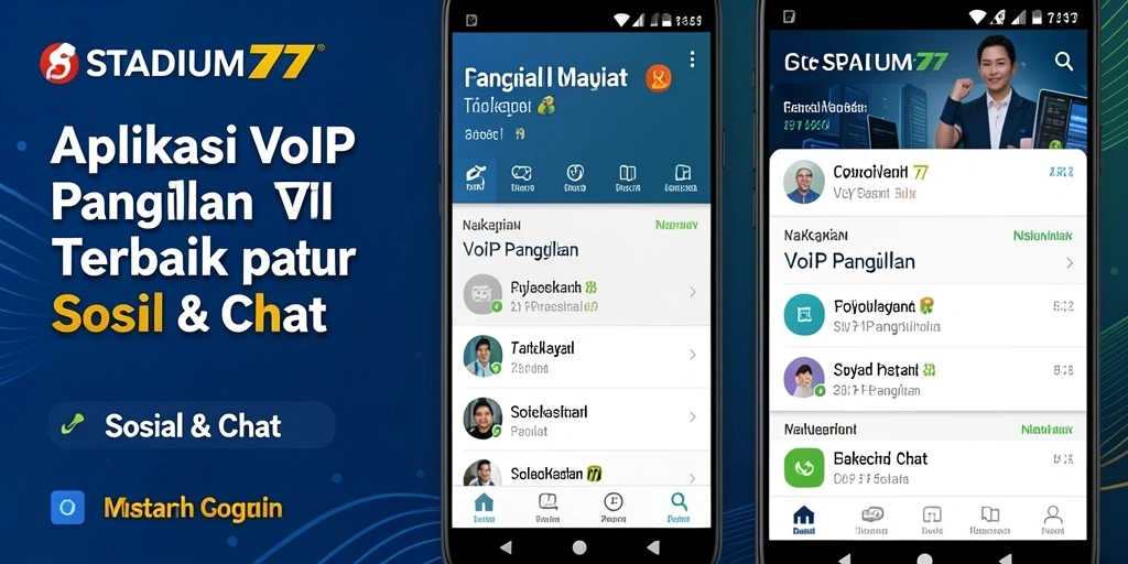 Tampilan antarmuka STADIUM77 untuk panggilan VoIP yang mudah digunakan.
